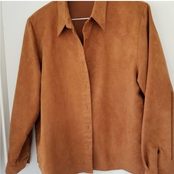 Microsuede Rust Shirt Jacket - Picture 2 of 7